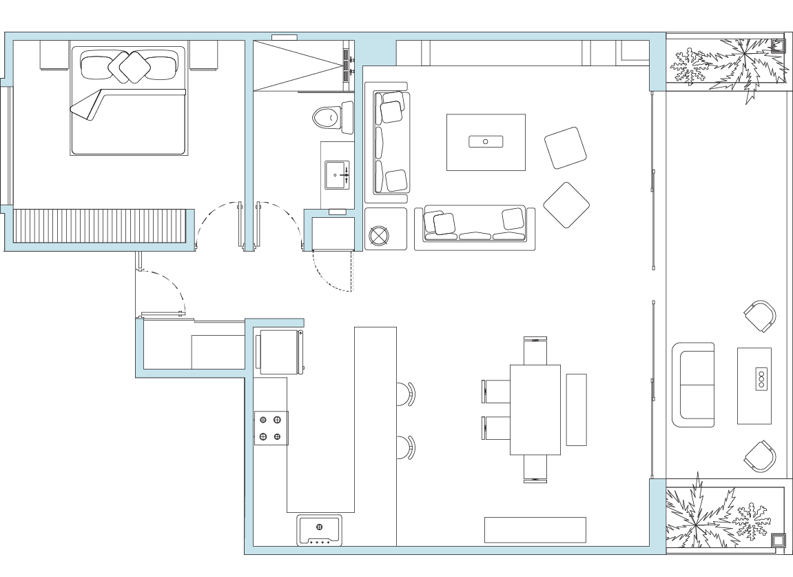 floor plan - one bedroom sLuxury One Bedroom Suite in Tulum 