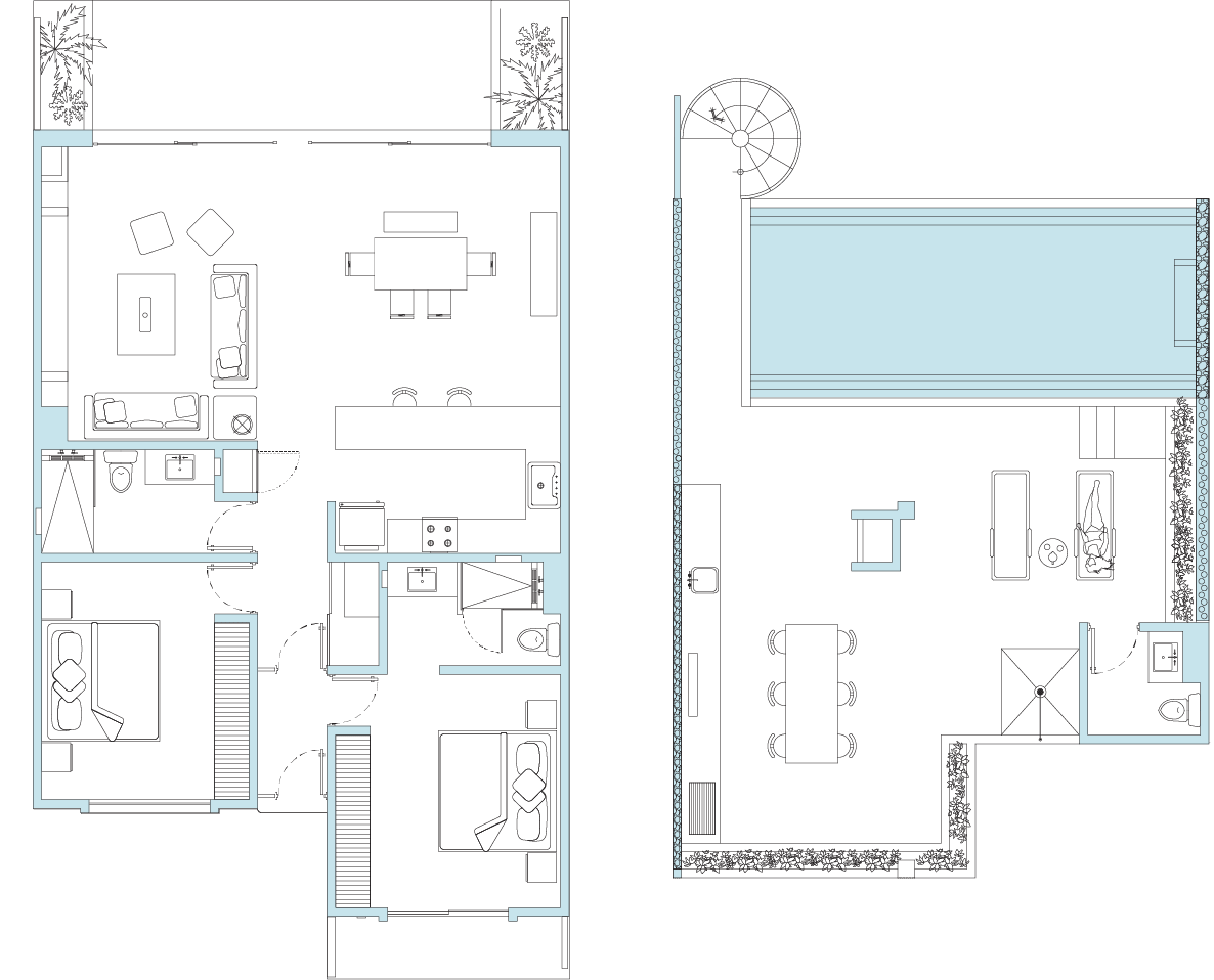 floor plan - penthouse suite 4 bedroom in riviera maya